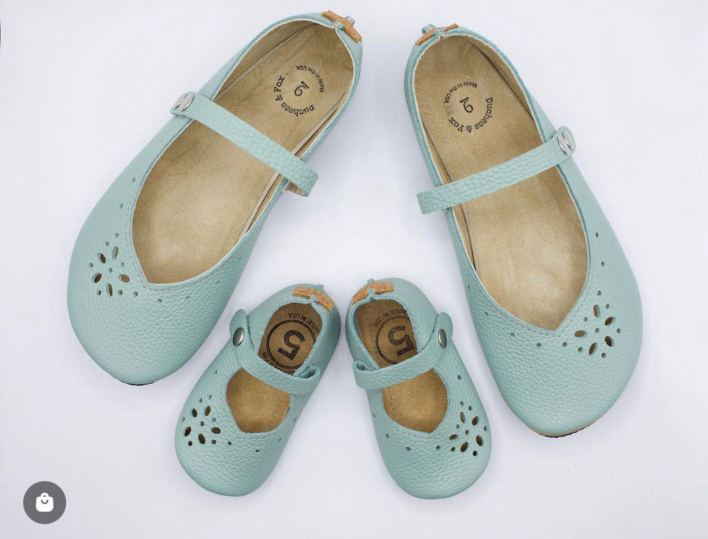 Women and kids Mary Janes made by Duchess Barefoot Shoes